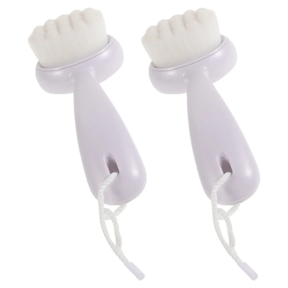 2 pezzi setole morbide viso scrubber esfoliante manico lungo per la rimozione dei punti neri spazzola manuale per la pulizia del viso strumento di pulizia profonda
