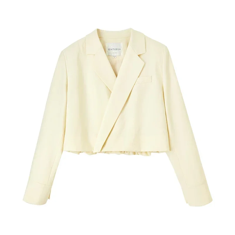 SENTUBILA Giacca sportiva corta da donna 2025 Primavera Autunno Elegante moda donna spalla imbottita cappotto corto su misura 151X58977X