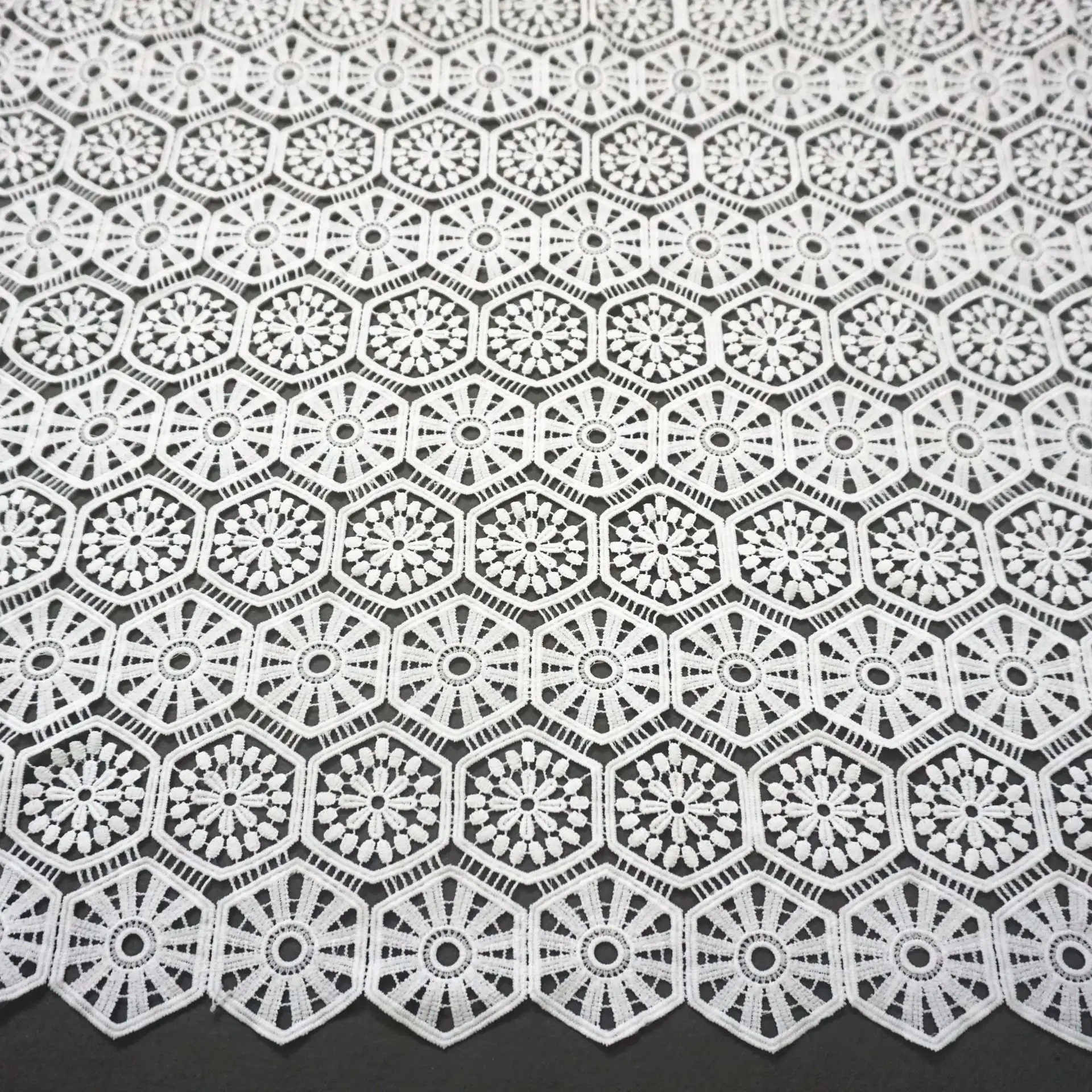 Water-soluble Milk Silk Lace Embroidery Fabric Full Width Openwork Embroidery Clothing Embroidery Lace Fabrics view 5