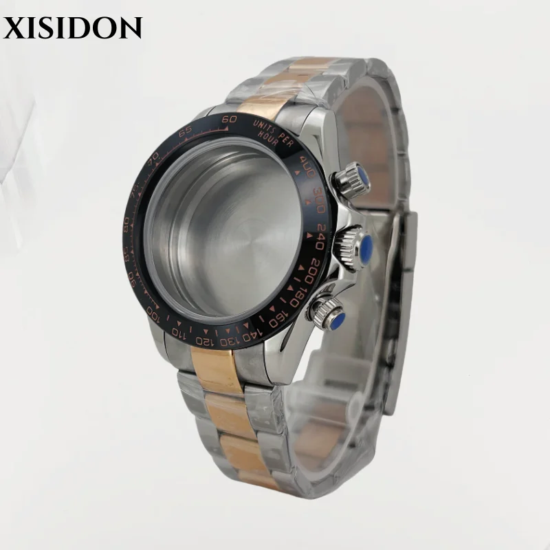Rose Gold Watch Case 316L Stainless Steel Sapphire Crystal Bracelet Endlink for Daytona VK63 Movement Ceramic Parts 29.5mm Dial