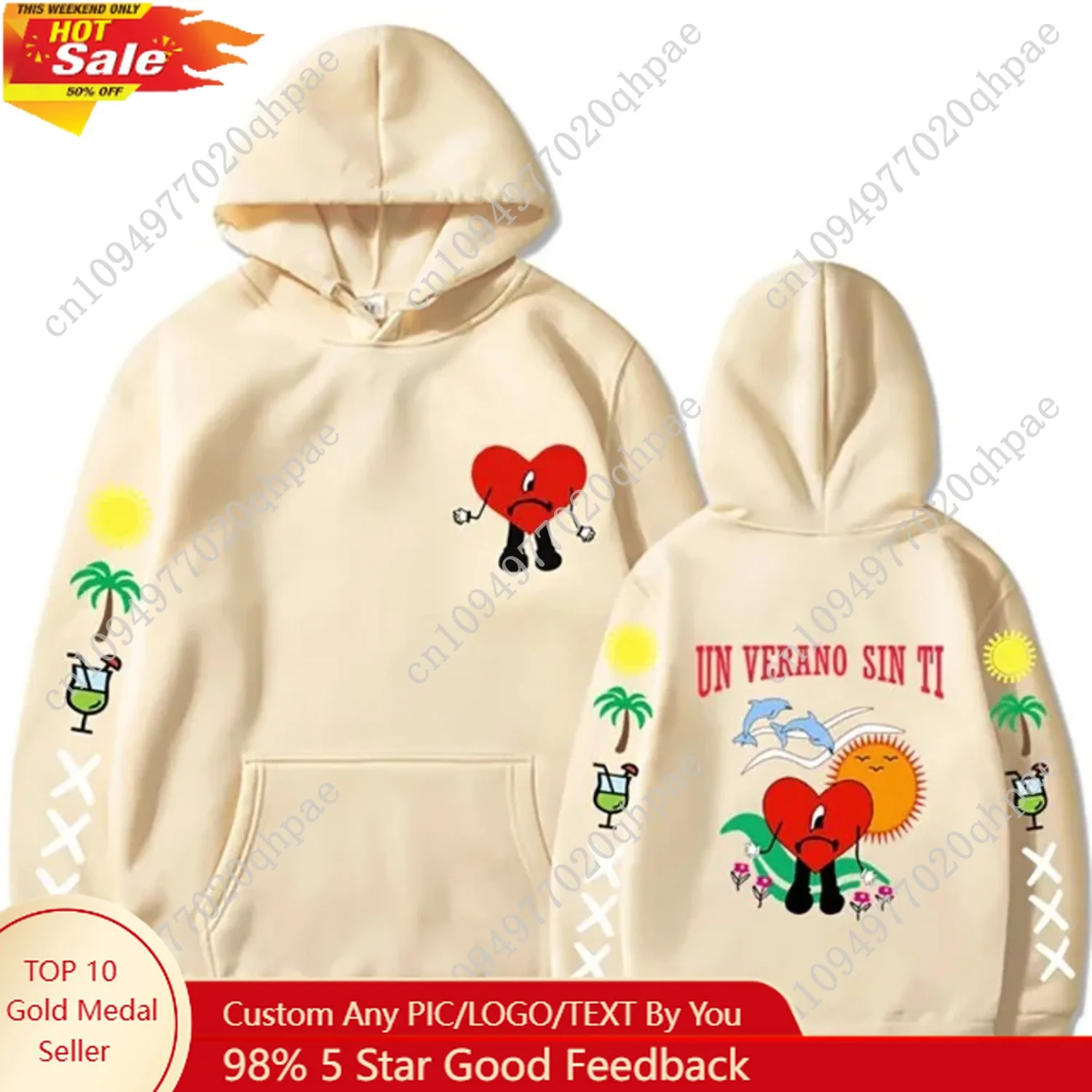 

Funny Bad Bunny Hoodies Un Verano Sin Ti Print Men Woman Streetwear Hoodie Hooded Pullover Unisex Tracksuit Clothing Sweatshirts