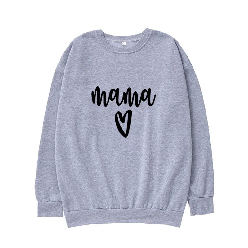 Eu amo a mãe moletom Crewneck impresso, Mama Heart Eu amo mamãe, Presente para mamãe, Dia das Mães 2K, Moda natalícia criativa, Festa divertida