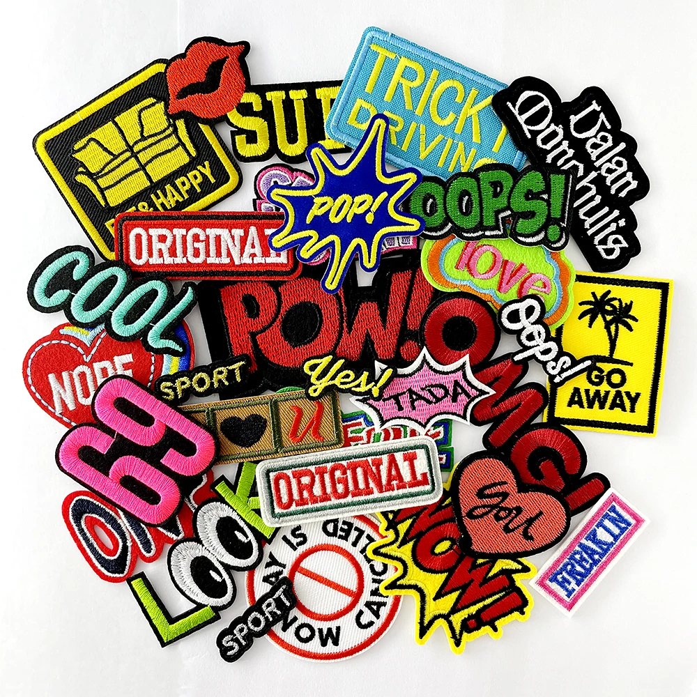 

30Pcs/Lot ORIGINAL COOL OOPS Iron on Patches for Clothing Cloth Embroidered Applique Clothes Accessories Repair Hole Patch