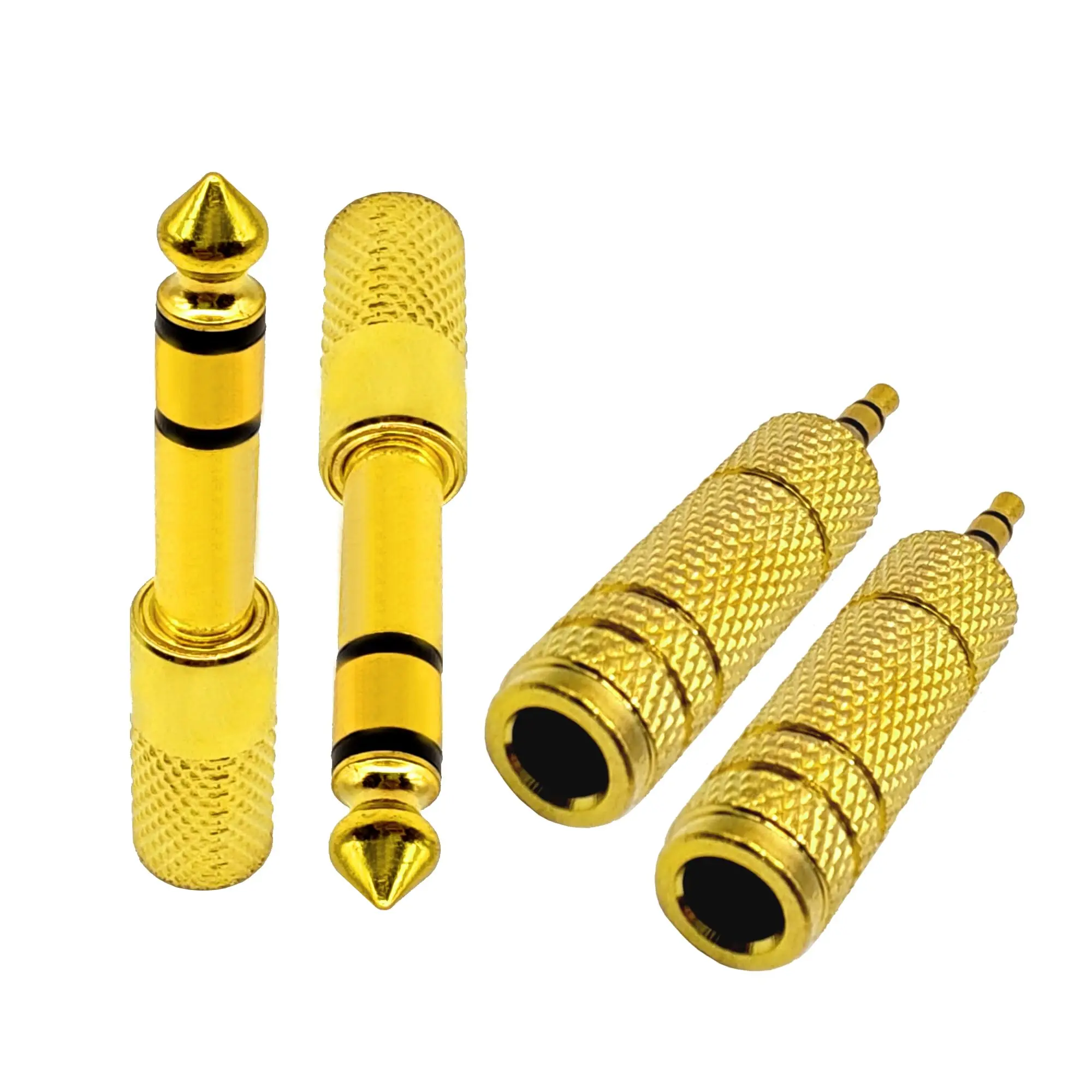 Miwayer 2pcs Gold Plated 6.35mm Male to 3.5mm Female Mono Adapter 360° Grip for Acoustic Electric Guitar Piano Amplifier Home