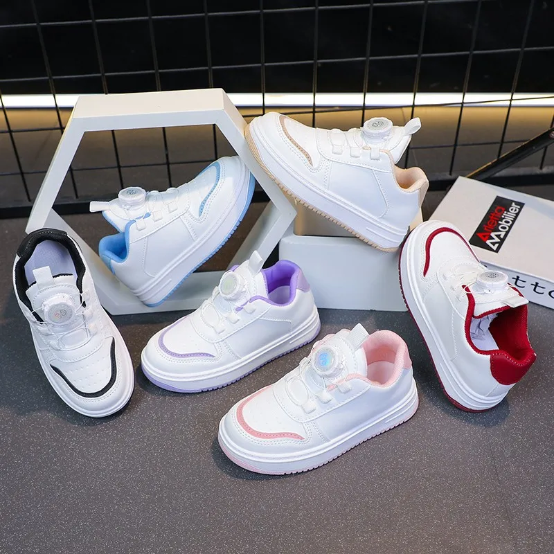 Children's White Shoes Spring Autumn Student Kids Sports Shoe Anti slip Lightweight Boys Girls Board Shoes Soft Casual Sneakers