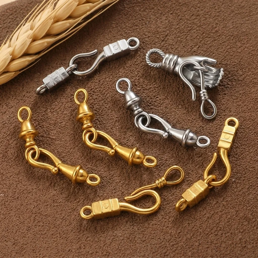 2 Stück/Set Edelstahl-Verschlusshaken-Verbinder für DIY handgemachte Armbänder, Halsketten, Schmuckherstellung, Zubehör, Bastelbedarf – Detail 3
