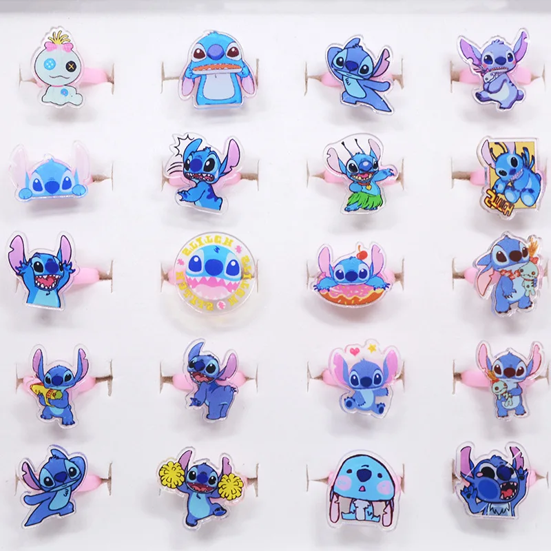 10/20/30pcs Disney Anime Stitch Ring Kawaii Lilo Stitch Children Acrylic Ring Cartoon Dolls Accessories Toy Kids Party Gifts