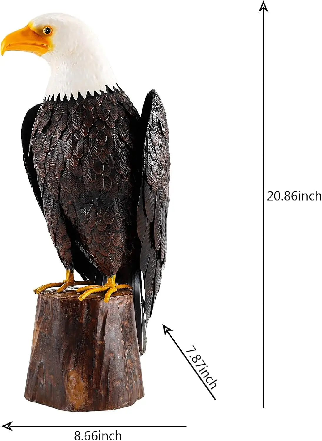 Bald Eagle Metal Sculpture Outdoor Statue Garden Lawn Patio Decor