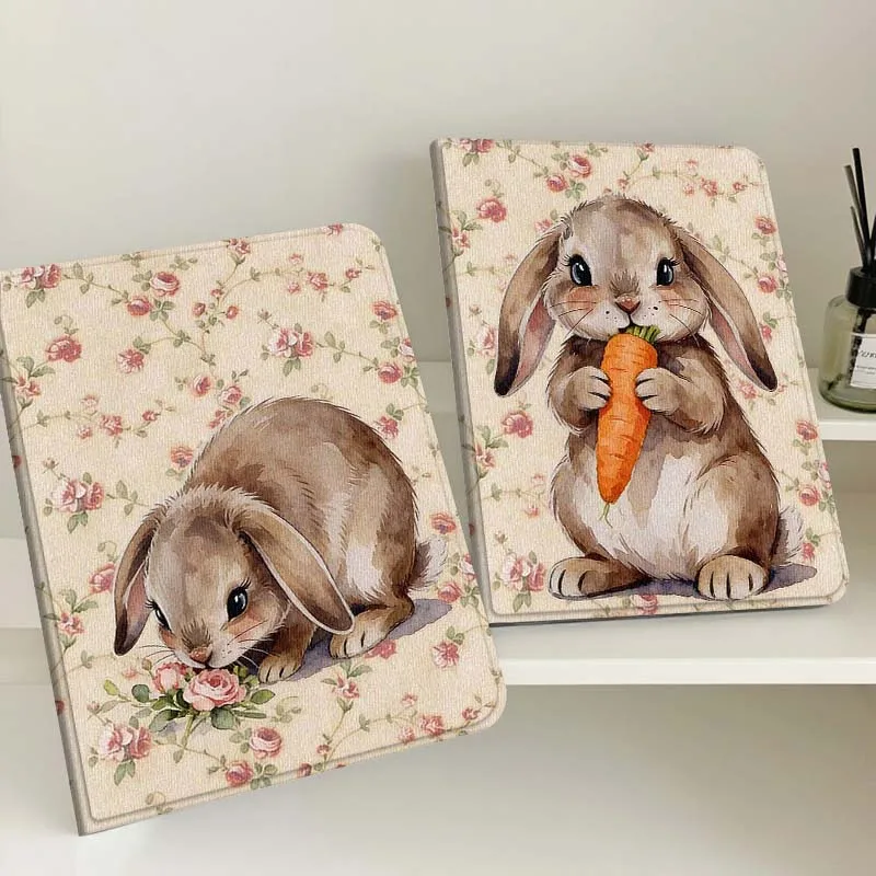 

Cartoon Rabbit Floral Pattern Tablet Case For Samsung Tab Galaxy S6 S11 A A7 A8 A9 A11 10.1 10.4 10.5 Plus Lite Gift