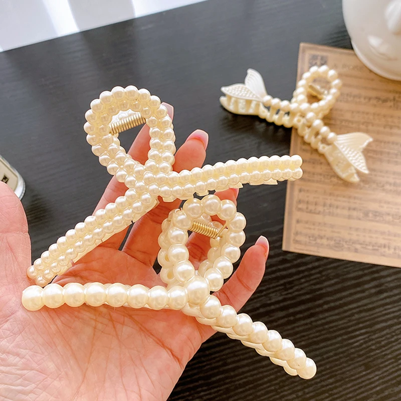 

Korea Fashion New Big Geometric Pearls Resin Hair Clips Headwear For Women Girls Hairpins Beautiful Accessories Free Shipping