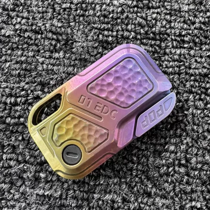 Used EDC 01edc pop ice crystal titanium shake card pink purple fidget slider decompression toy