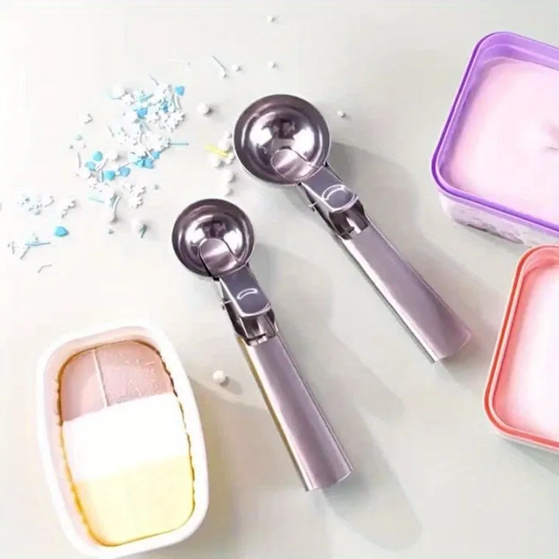 High-Grade Stainless Steel Ice Cream Scoop with a User-Friendly Trigger Mechanism – Durable and Easy to Grip, Ideal for Serving