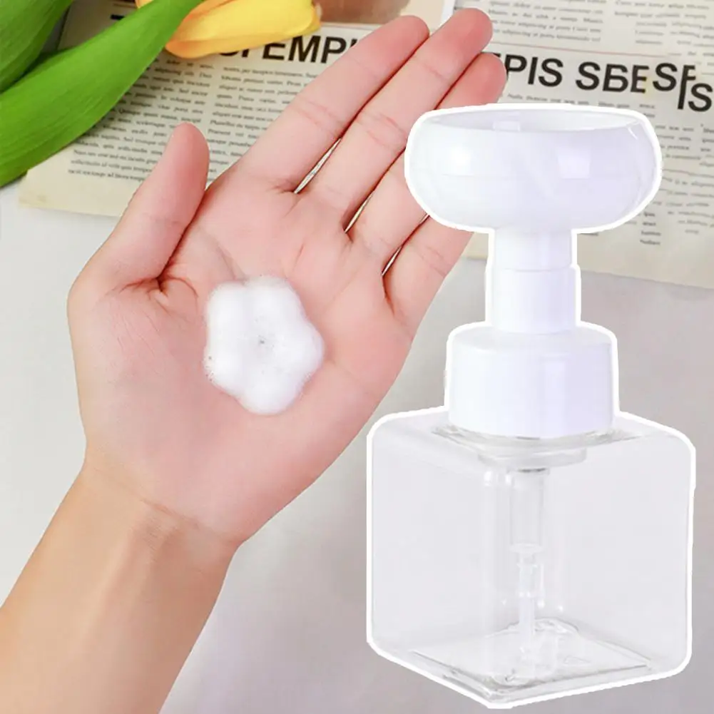 250ml Soap Bottle High Capacity Refillable Foaming Lotions Portable Flower Shape Pump Head Soap Shampoo Bottle for Home