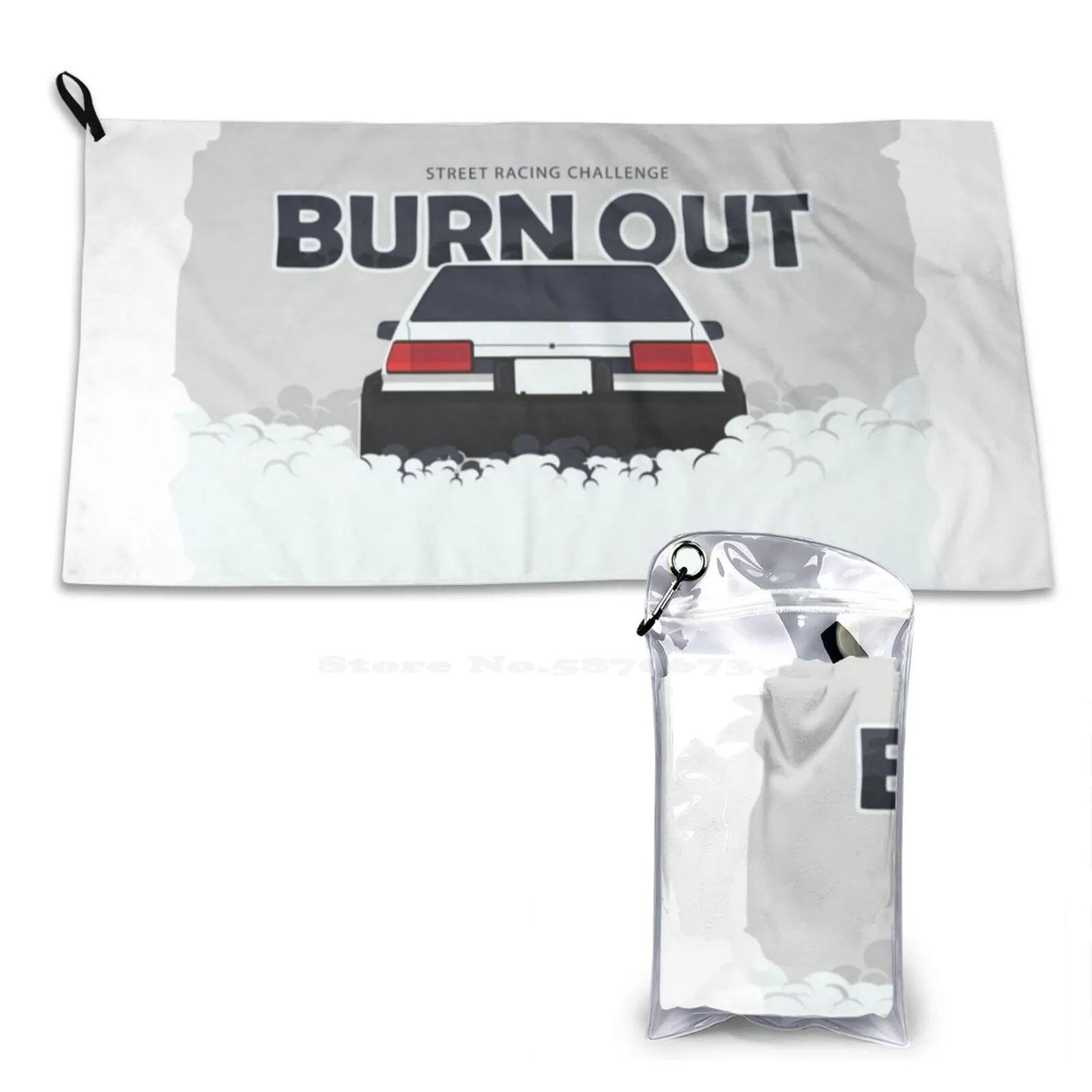 Burn Out-Drift Car Print Washcloth Soft Towel Hooligan Touge Auto Drift Race Trueno Ae86 Sports Racing Cars Japan Gtr Corolla