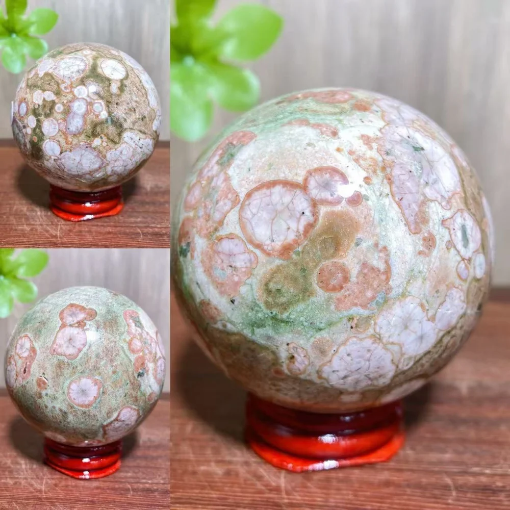 

1PCS Natural Colourful Rainforest Green Flower Jasper Sphere Stone Healing Crystal Reiki Energy Home Decor Ornamenst Gift