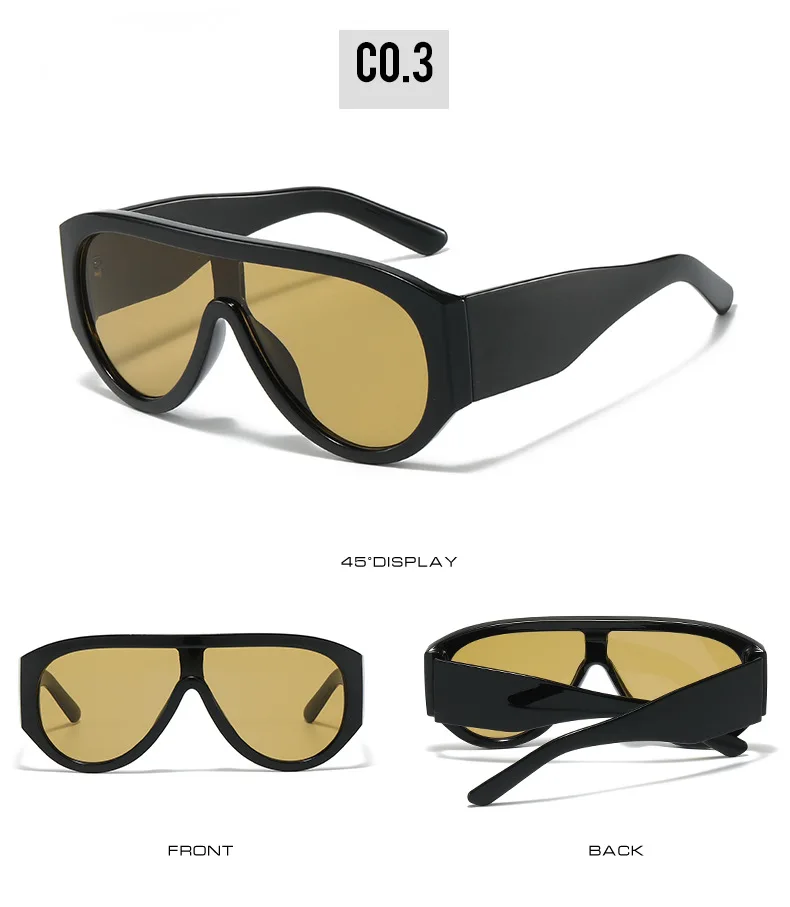 Luxus Pilot Sonnenbrille Frauen Marke Design One Piece Shades Großen Rahmen Sonnenbrille Gelbe Linse Brillen Weibliche Shades – Detail 9