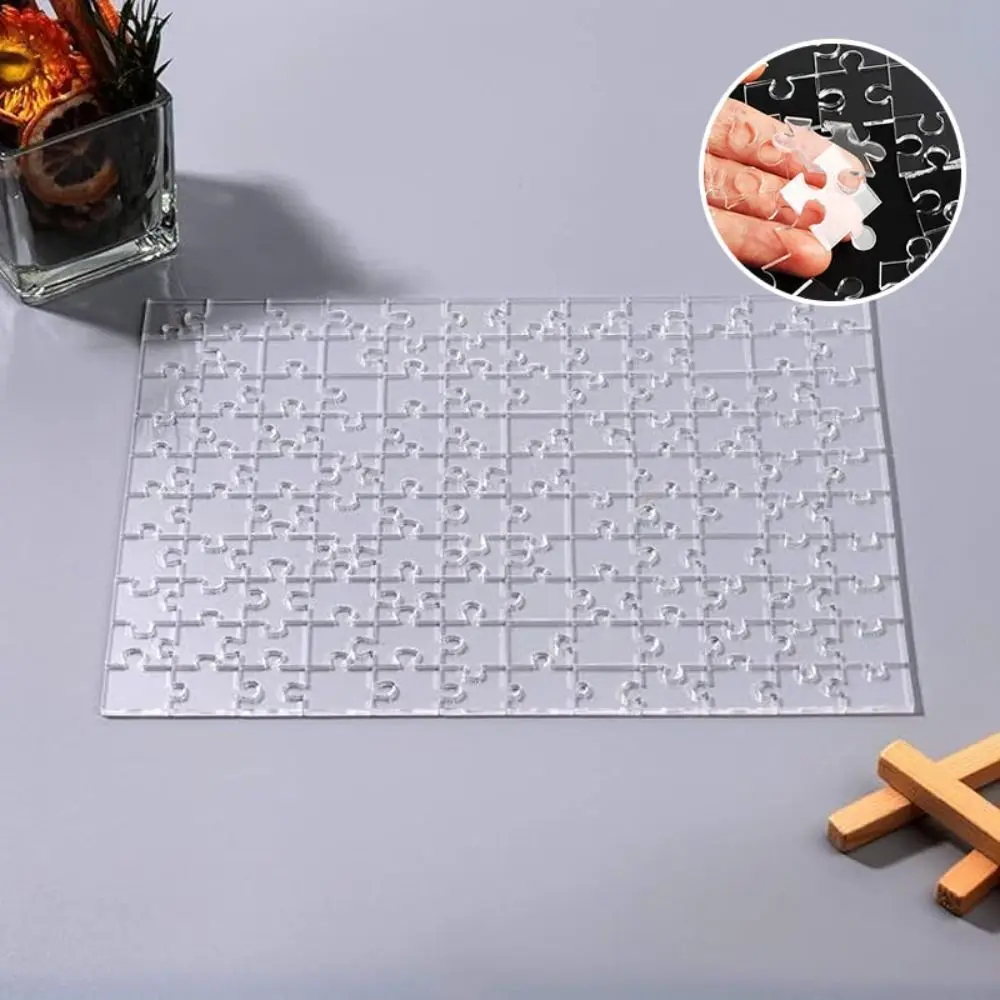 49/121/200/300Pcs Funny Unique Acrylic Puzzle Impossible Challenge Relieve Stress Clear Blank Puzzle Family Educational Toys