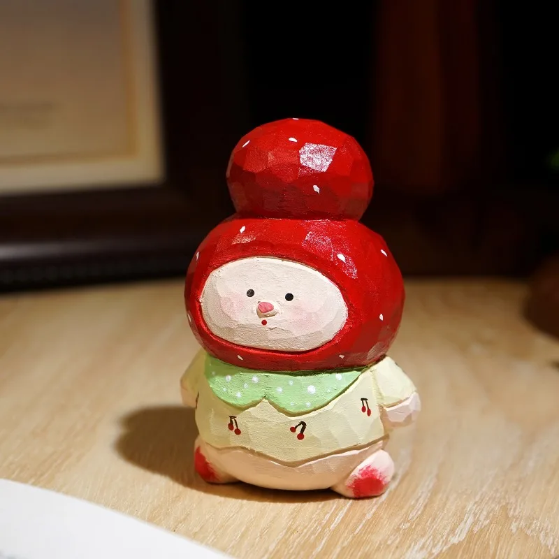 Cute Sugar Gourd String Handmade Wood Carving Ornaments Healing Doll Desktop Decoration For Office Computer Desk Home Decor Gift