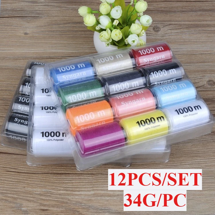 

12PCS 410G 1000M Roll Multipurpose Polyester Sewing Thread Strong Home Hand Machine Stitch home set hand sewing needle