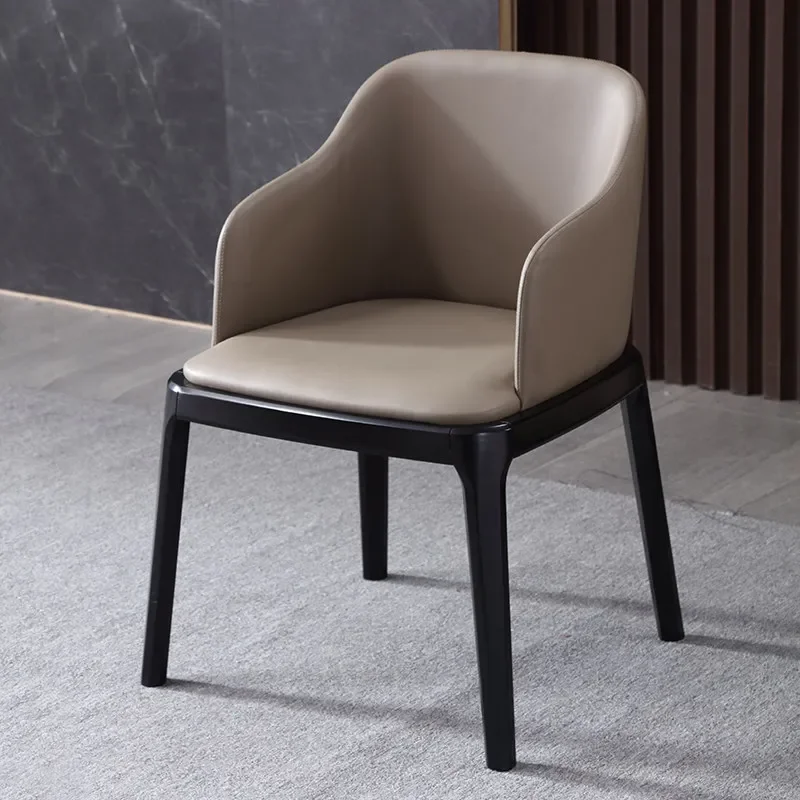 # Nordic Solid Wood Dining Chair with Leather Upholstery Armrest Easy Assembly for Home Restaurant Hotel Use