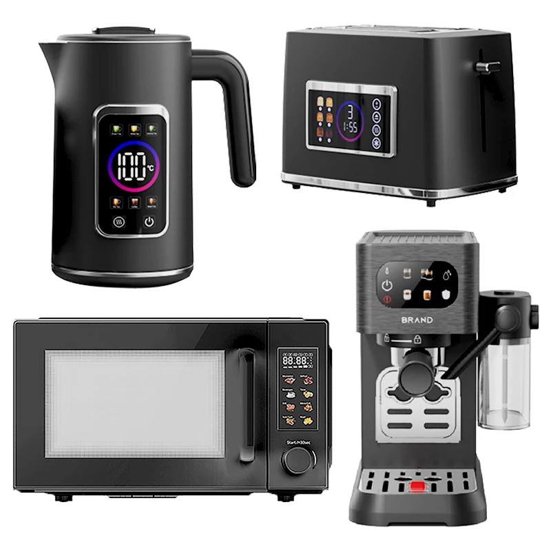 Luxury All-in-One Breakfast Set, Smart Touch Screen Digital Display with Microwave Oven, Coffee Maker, Toaster and Kettle