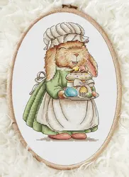 DIY Cross Stitch Embroidery Kits Craft Needlework Set Cotton Thread unprinting Canvas 8-easter cake Grandma Rabbit 23-30