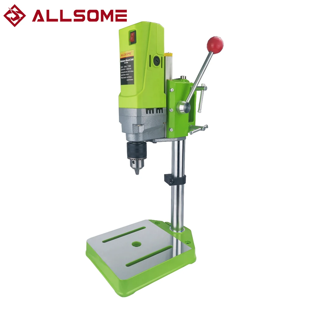 ALLSOME 710W Work Bench Drill Stand Chuck 1-13mm With High-precision Dovetail Guide Mini Aluminum Alloy Electric Drill Machine