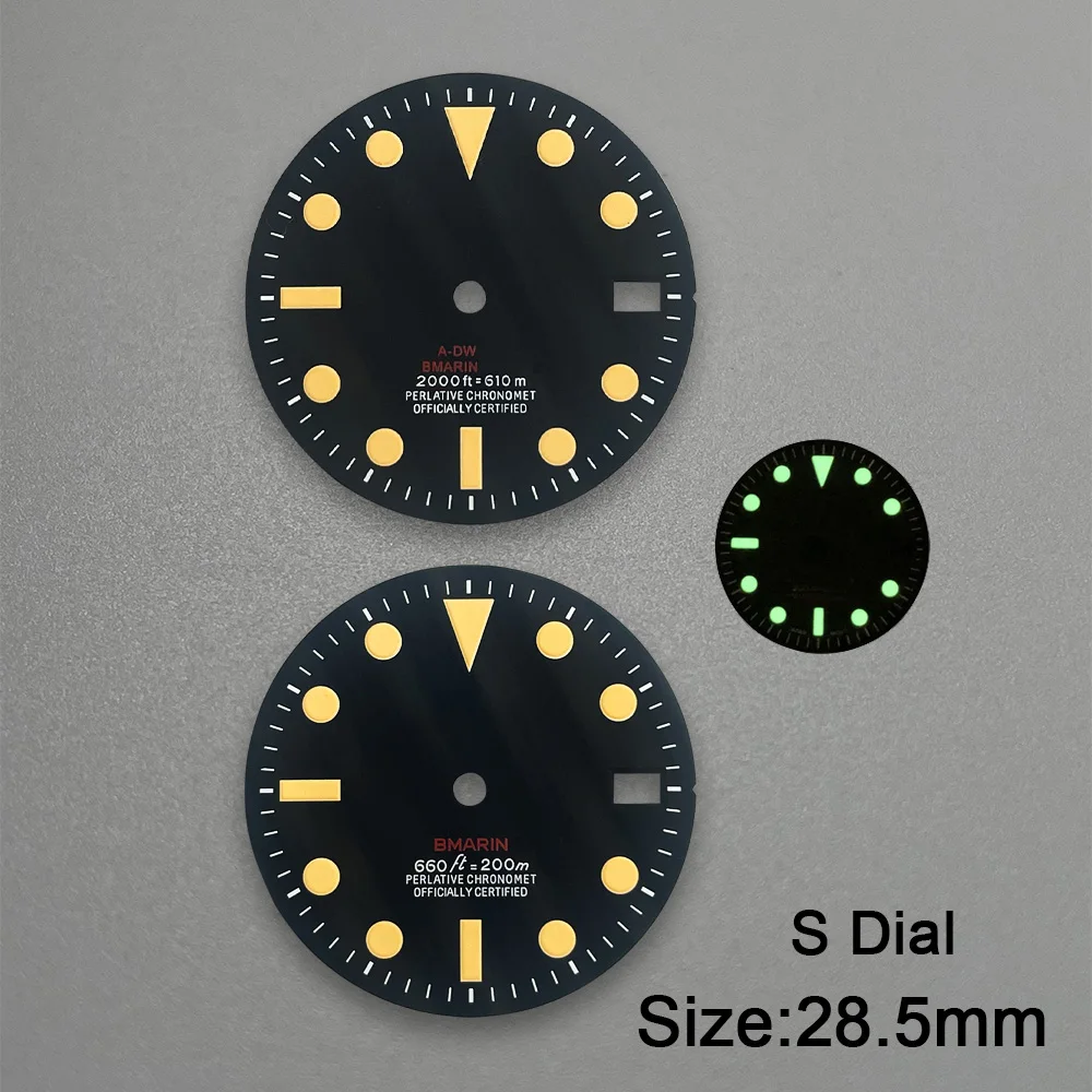 

28,5 мм S логотип SUB ретро циферблат подходит для NH35/NH36/4R/7S японский механизм зеленый светящийся высококачественный модификация часов аксессуары