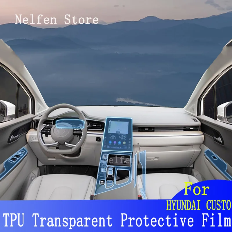 

For HYUNDAI CUSTO 2022-2023 Car Center Console Gear Panel Screen TPU Car Interior Protective Film Anti-Scratch Repair Sticker