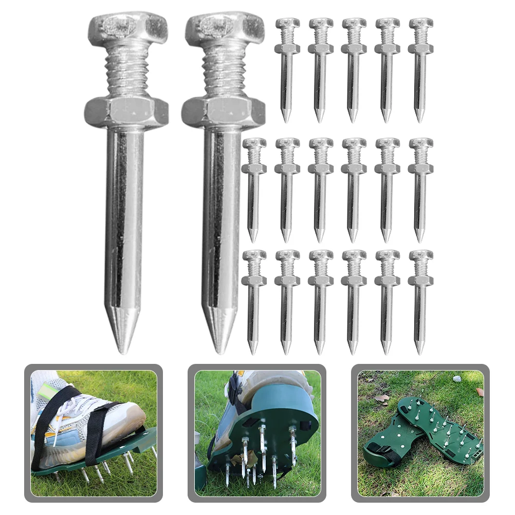 26 Pcs Garden Grass Scarifier Nails Aerator Shoes Pegs Lawn Tools Soil Spike Accessories Aeration Metal