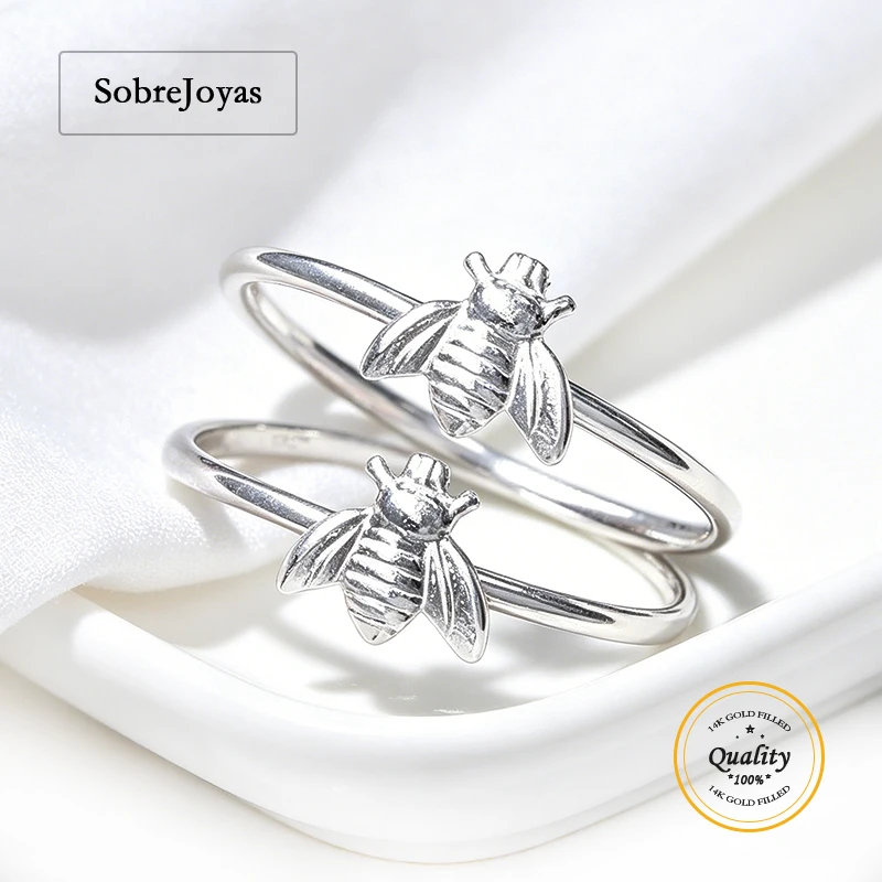 Women's 925 Sterling Silver Bee Stacking Ring Minimalist Knuckle Ring Silver Jewelry Accessories