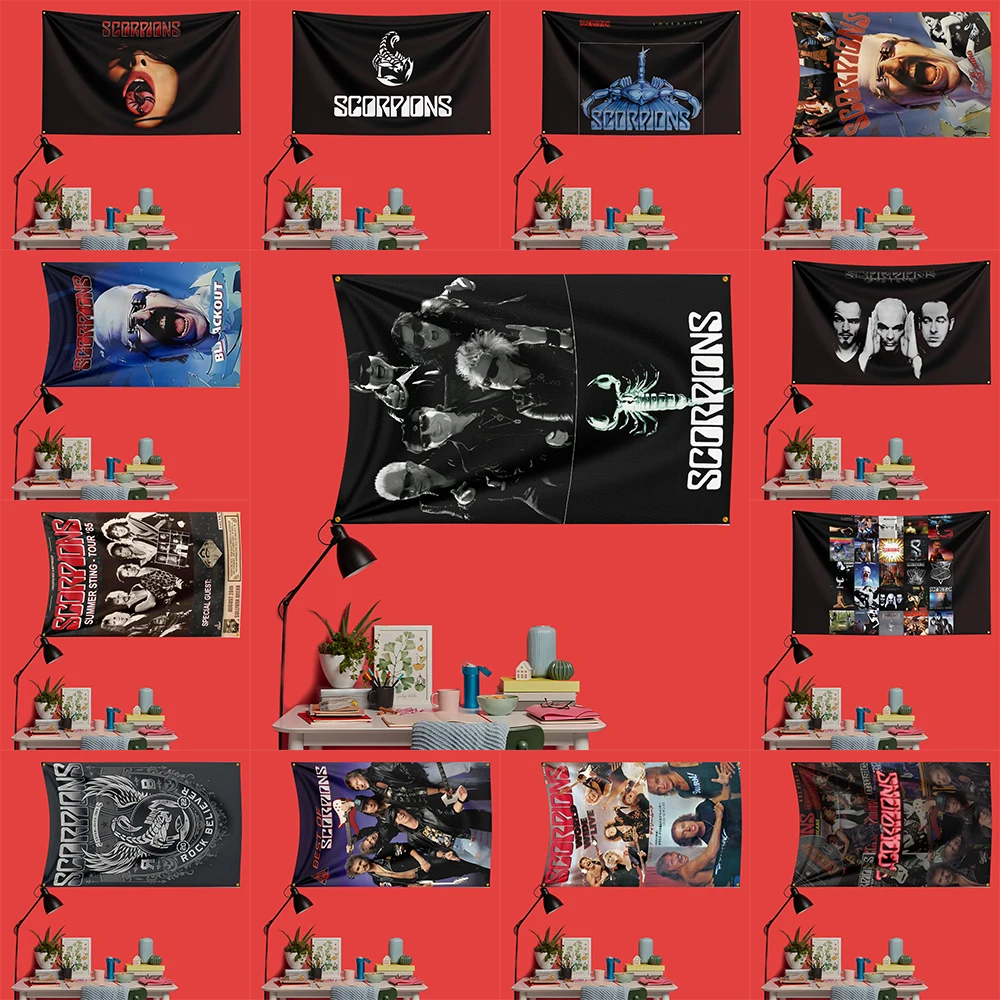 

Scorpions Inspired Rock Music Flag 3x5 FT 90x150cm Polyester Decorative Banner Tapestry For Music Fans Bedroom Wall Decoration