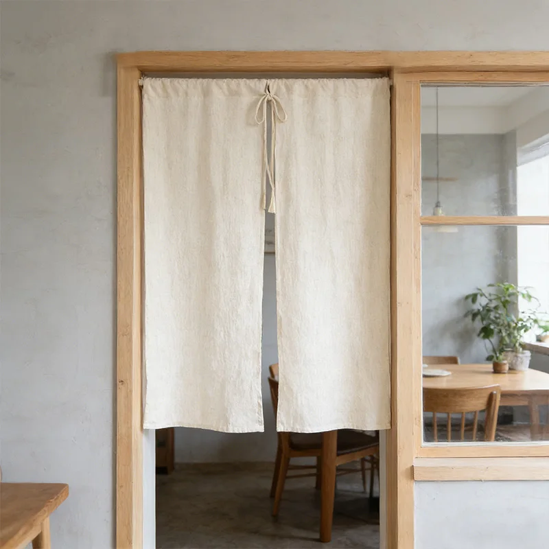 

Linen Door Curtain Small Kitchen Curtain Rod Pocket Light Filtering Window Treatment for Cafe Living Room Home Decoration TJ7381