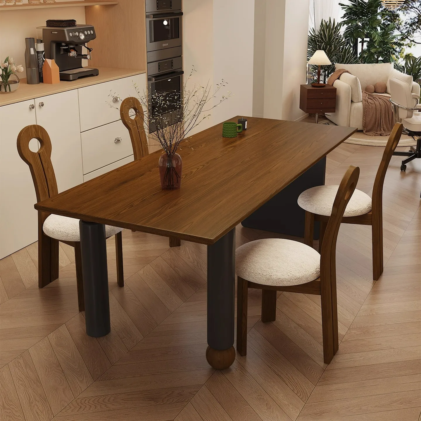 Medieval solid wood dining table French retro home dining table long table designer workbench log desk desk