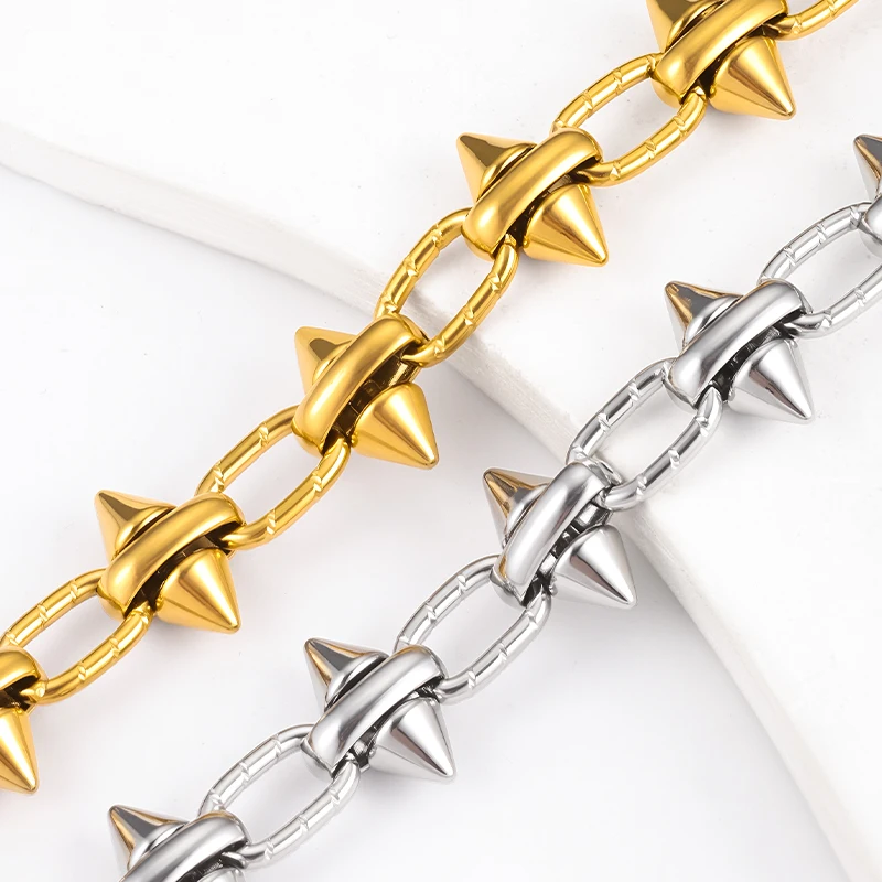 Stainless Steel PVD Rivet Spike Thick Large Heavy Chain for DIY Necklace Bracelet Jewelry Making Wholesale Findings