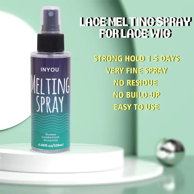 120ML/4.06OZ Lace Melting and Holding Spray Glue-Less Hair Adhesive for Wigs Strong Natural Finishing Hold with Control