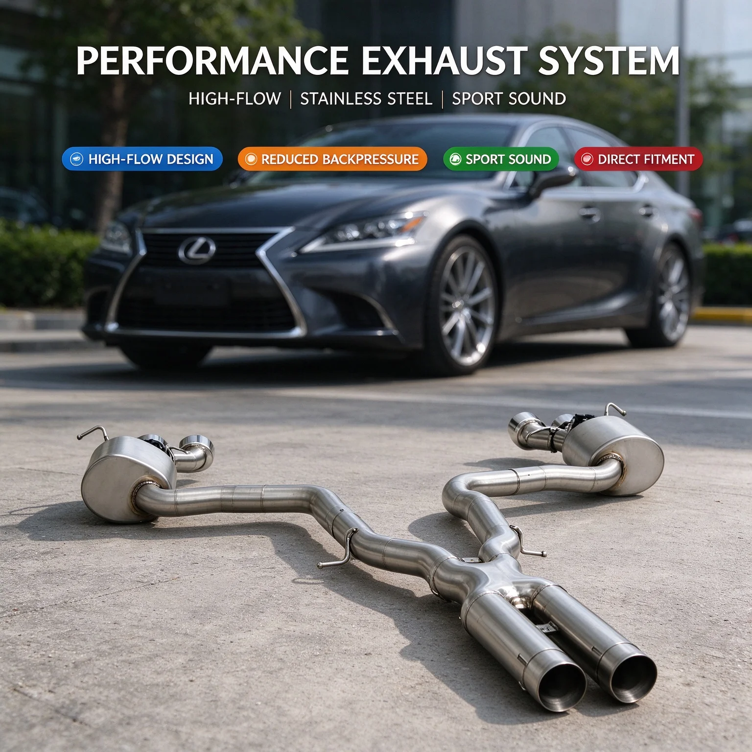 High performance valve exhaust for Mercedes-Benz CLS 350 500 CLS 550 E300 E350 3.5L 4.7L 3.0T 2011-2017 Valvetronic Exhaust