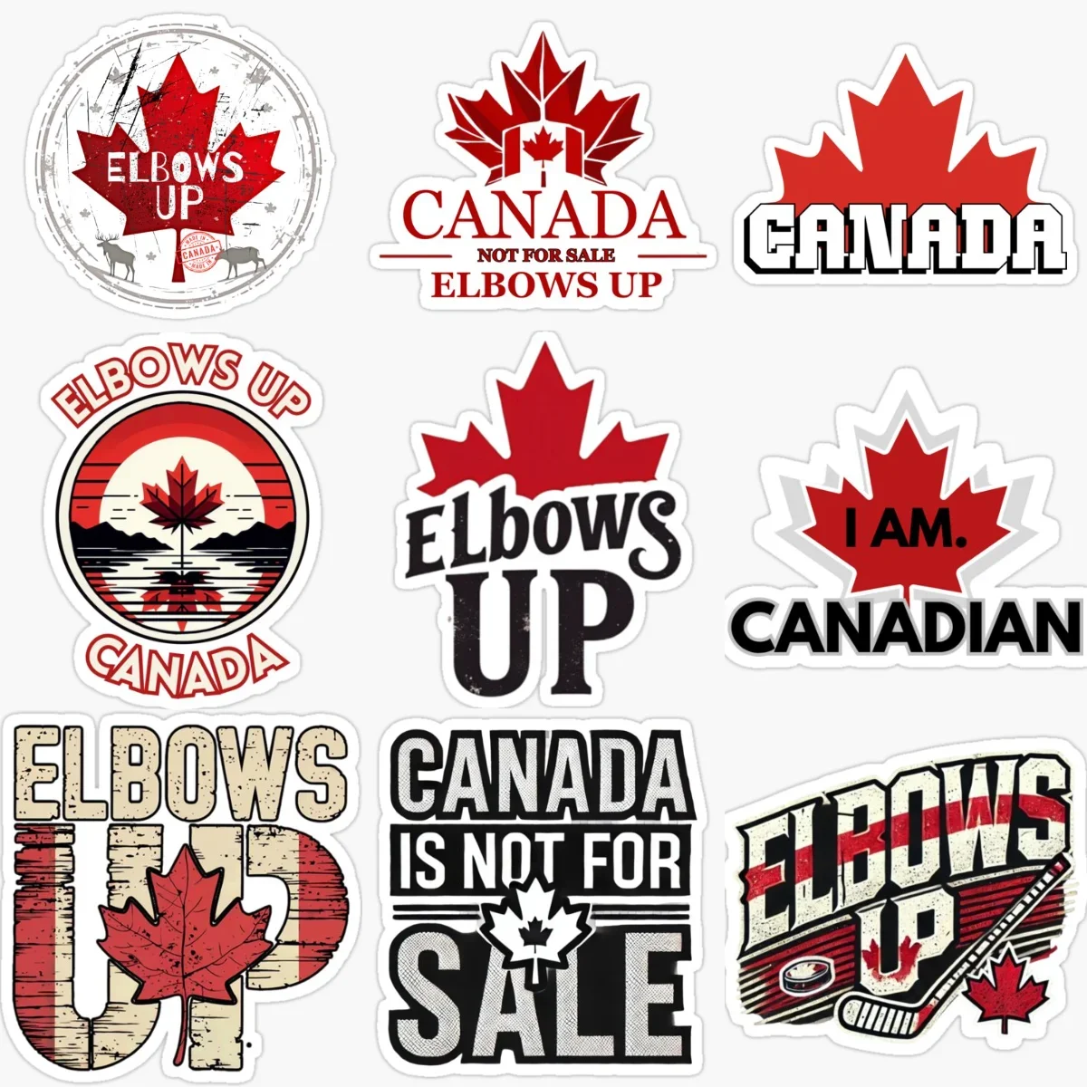 CA Canada Flag Map Maple Leaves Elbows Up Creative Sticker for Decorate Car Helmet Bumper Window Fridge Wall Decal Accessorie