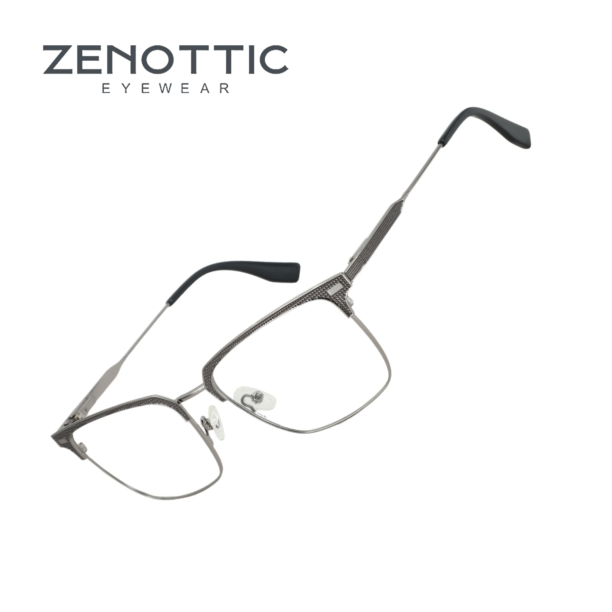 

ZENOTTIC New Fashion Simple Metal Optical Frame Rectangular White Collar/Student Half-Rim Men's Eyeglasses