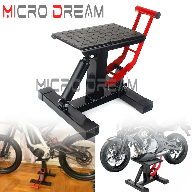 330lbs Motorcycle Adjustable Height Lift Stand Steel Motorbike Repair Platform Lift Table For Honda Suzuki Yamaha Kawasaki BMW