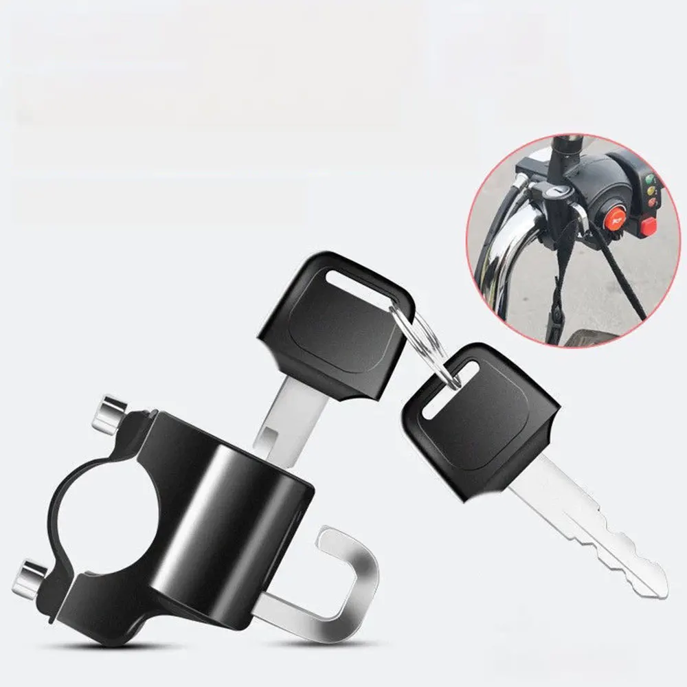 Motorcycles Helmet Lock Anti-theft Helmet Lock Handlebar Mount Motorcycle Electric Motorbike Security Metal Lock 22-28mm Key Set