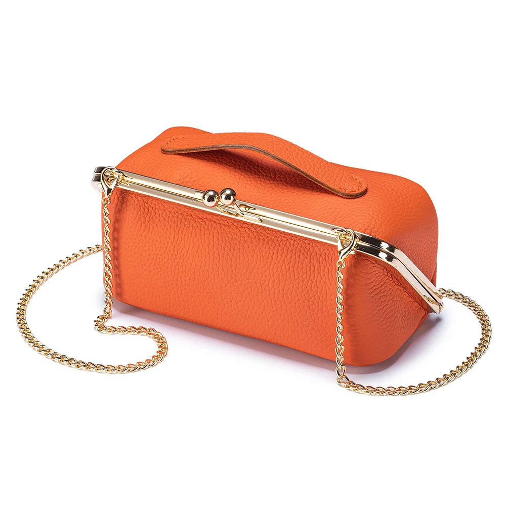 Multifunctional Genuine Leather Cosmetic Bag Woman or Girl Real Cow Leather Make Up Bag Fashion Chain Shoulder or Crossbody Bag