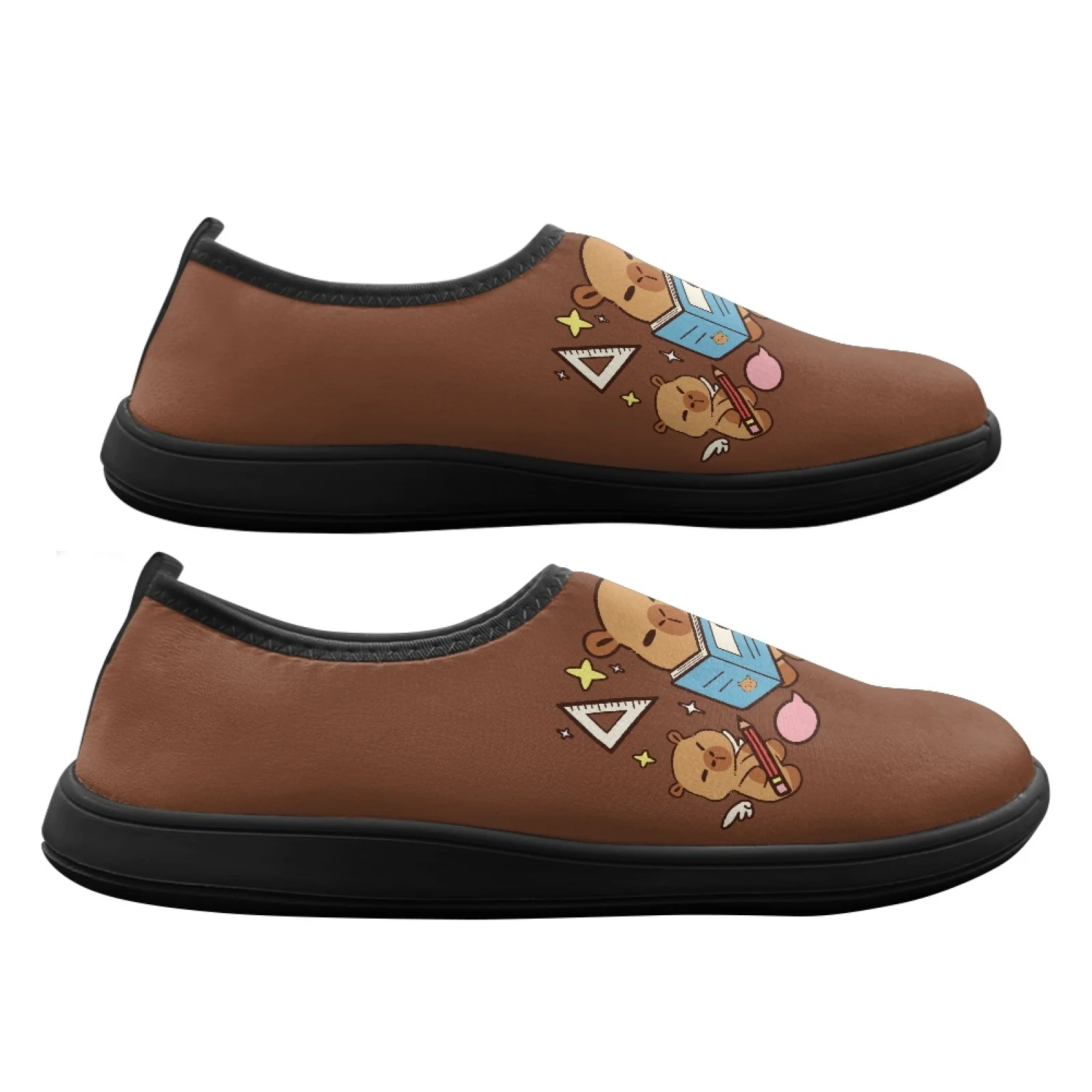 PENSTROLL Cute Bear Reading Non Slip Casual Shoes for Men for Wide Feet Humen Polyester & EVA Flats Zero Drop Walking Sneakers