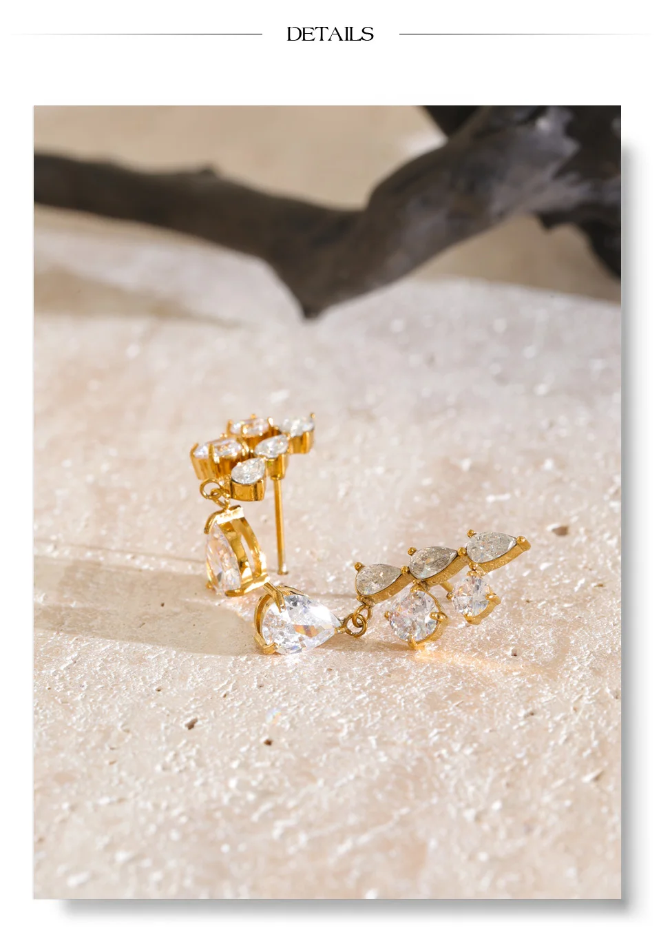 Yhpup 2026 Glänzende Zirkonia Tropfenohrringe 18K Goldfarben PVD-beschichteter Edelstahl Premium Schmuck Geschenk – Detail 10