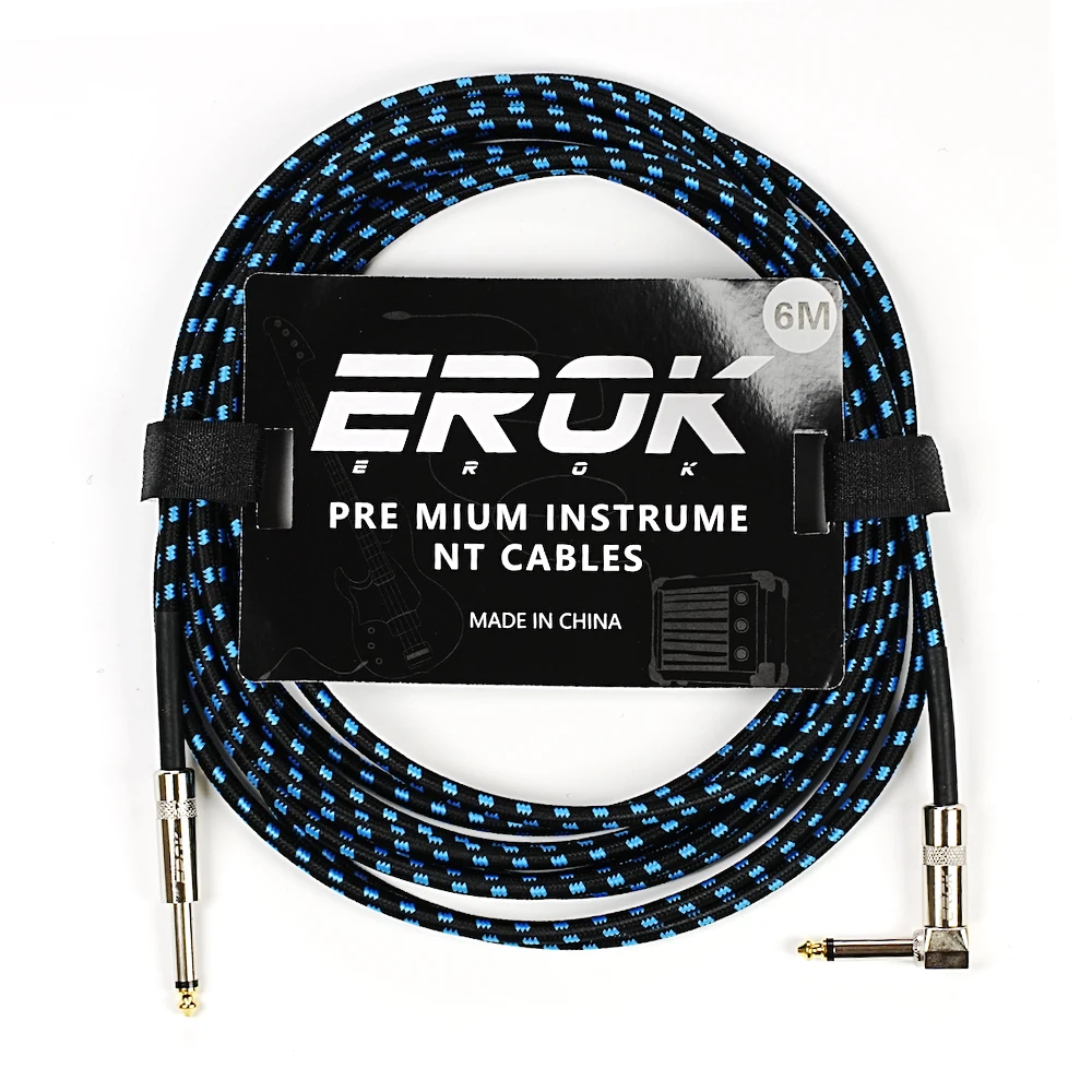 EROK 1,5/3/6/10M Gitarren-Audiokabel, Anti-Lärm-Linie, 6,35 mm Stecker auf Stecker, buntes geflochtenes Linienpedal, Gitarren-Bass-Universalkabel
