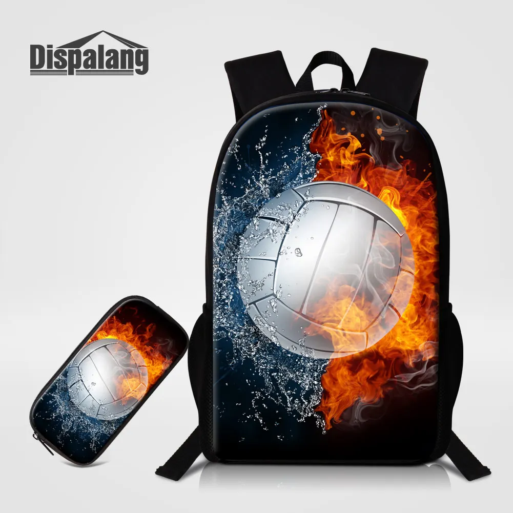 

2PCS/Set School Backpack For Primary Students Football Printed Schoolbags Men 16 Inch Custom Logo Bookbag With Pencilbox