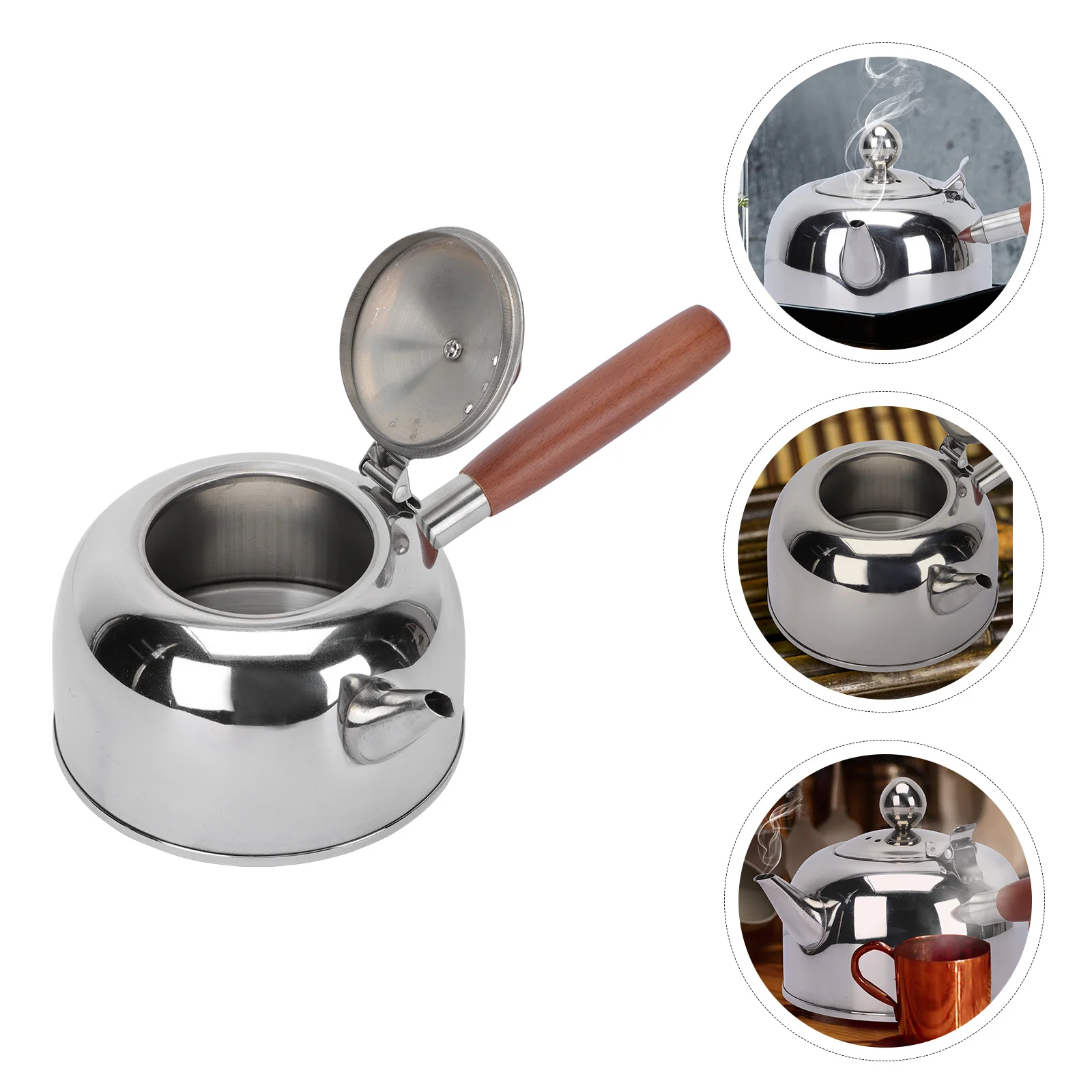 

Stainless Steel Side-Handled Kettle Heat Resistant Tea Water Boiler Household Use Portable Kitchen Heating for Coffee