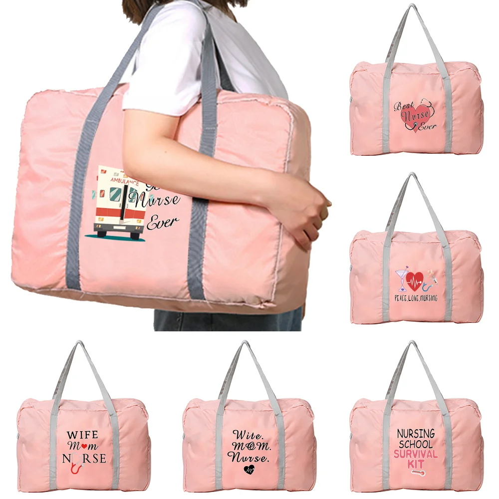 Nurse Series Printing Travel Bag Water Proof Luggage Large Capacity Shoulder Pack Nylon Trend Handbag Casual Foldable Tote Packs