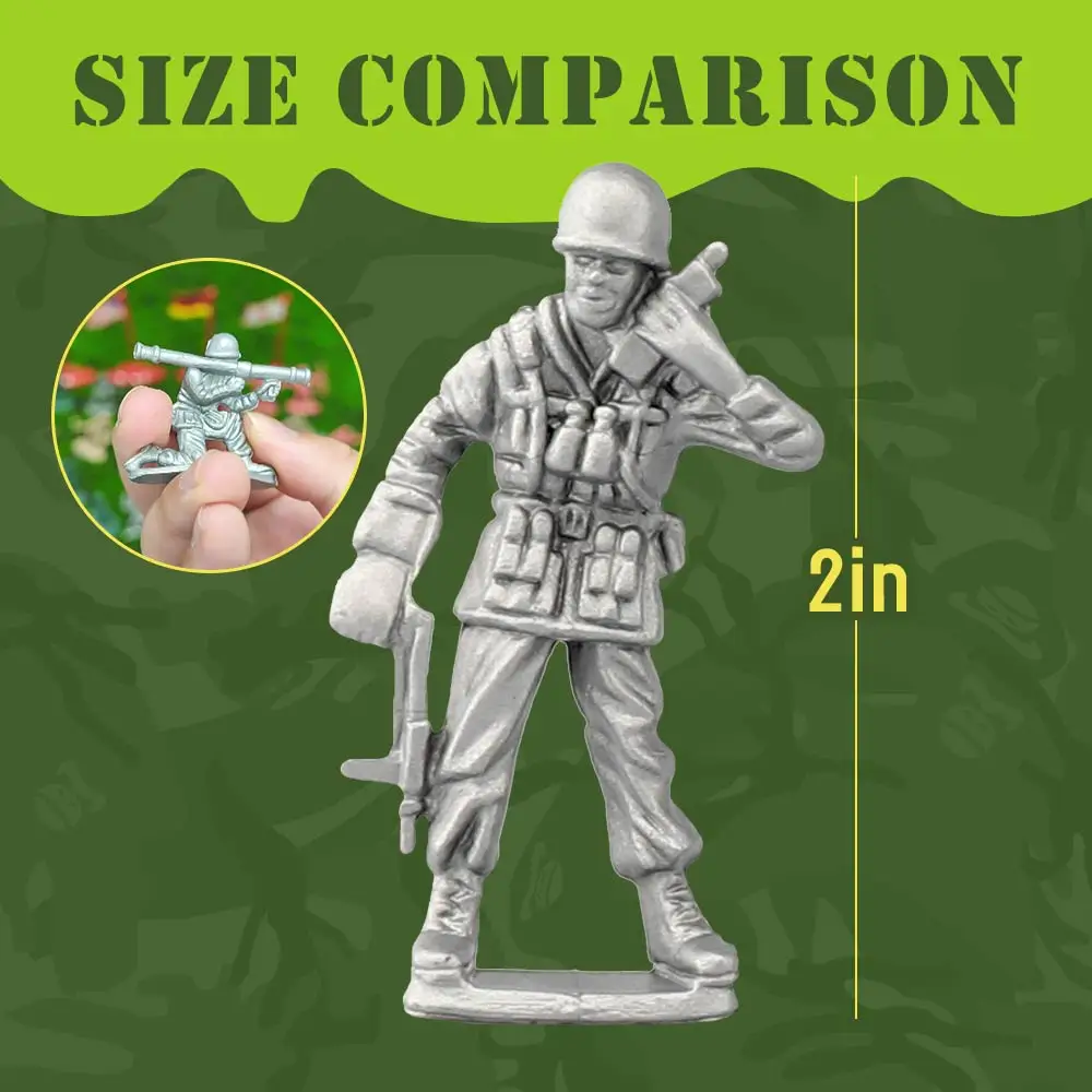 ViiKONDO Army Men ของเล่น Action Figure สีเขียว vs Tan ทหาร WWII Troop US UK ญี่ปุ่นเยอรมัน Battle ธงทหาร Wargame เด็กของขวัญ