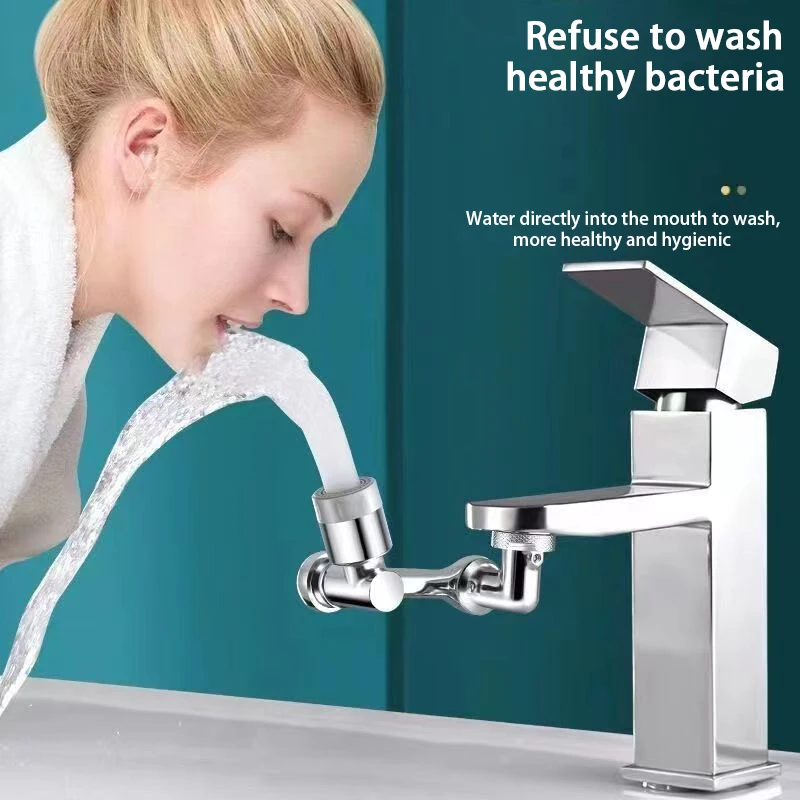 Universal Splash-proof Faucet 1080-degree Lift Rotary Bubbler Bathroom Wash Extendable Mechanical Arm Faucet Extender